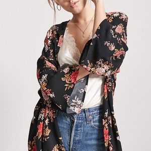F21 Floral Longline Kimono